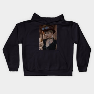 Portrait of steampunk posing Kids Hoodie